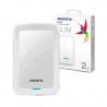 Unidad de disco duro externo 2.5 hdd adata color blanco versión slim hv300 con puerto usb 3.2 y capacidad de 2tb