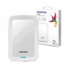 Unidad de disco duro externo 2.5 hdd adata color blanco versión slim hv300 con puerto usb 3.2 y capacidad de 2tb