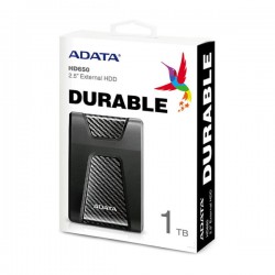 Unidad de disco duro externo 2.5 hdd adata color negro versión hd650 durable uso rudo con puerto usb 3.1 y capacidad de 1tb / hd