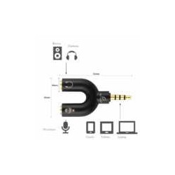 Divisor de audio estéreo 3.5mm, con dos salidas de auxiliar para audio y micrófono / zjt.42