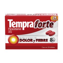 Tempra Forte Paracetamol de 650mg con 24 pzas
