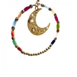 Aretes de aro con cristales y LUNA