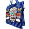 Bolsa Azul con Calavera bordada a mano