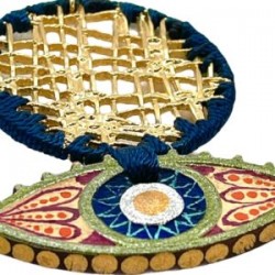 Aretes de OJO con de madera azul marino