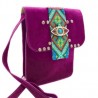 Bolsa de gamuza cruzada hecha a mano color fiucsa con ojo