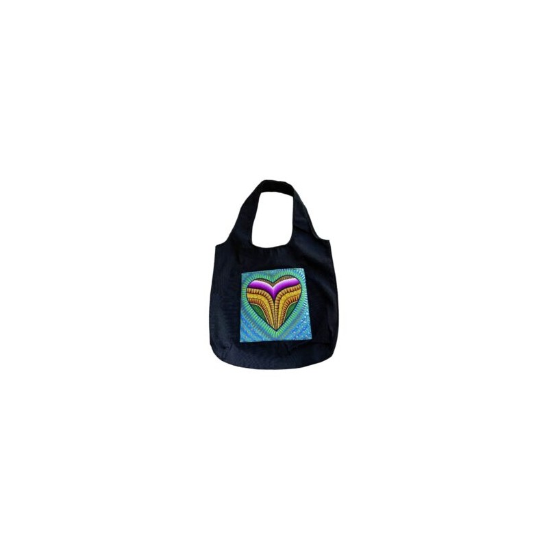 Bolsa de manta con corazón pintado