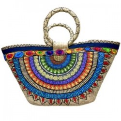Bolsa de Palma con cinta de mezclilla y bordada pintada a mano
