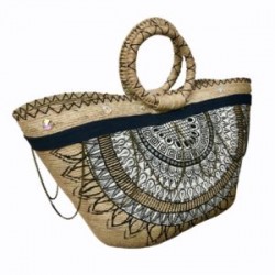 Bolsa de Palma con cinta de mezclilla y cadena pintada a mano