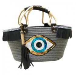 Bolsa de Playa con parche de ojo color gris
