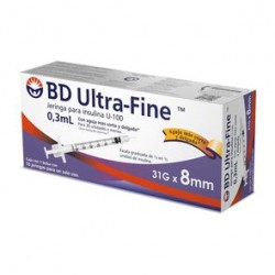 Bd Ultra-Fine Jeringa Insulina 31Gx8Mm 10 Piezas