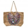 Bolsa de yute con alas bordada a mano