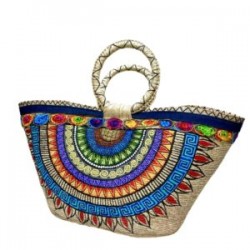 Bolsa de Palma con cinta de mezclilla y bordada pintada a mano