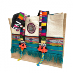 Bolsa de yute con asa de muñecas y atrapasueños