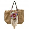 Bolsa de yute con atrapa sueños y asa huichol