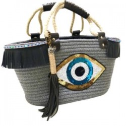 Bolsa de Playa con parche de ojo color gris