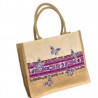 Bolsa de yute con telar y mariposas