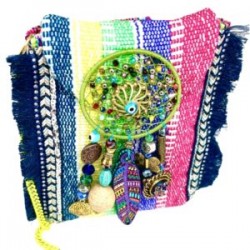 Bolsa Multicolor con atrapa sueños bordado cruzada
