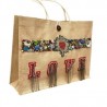 Bolsa de yute con parche de corazón bordada a mano con dijes LOVE