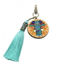 Bolsero con ELEFANTE de madera pintado a mano y protección de metal