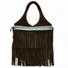 Bolsa XL de gamuza con flecos de gamuza color chocolate
