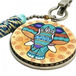 Bolsero con ELEFANTE de madera pintado a mano y protección de metal