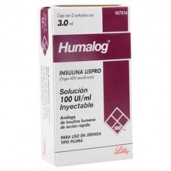 Humalog Cartucho Inyectable 3Ml 2 Pzas