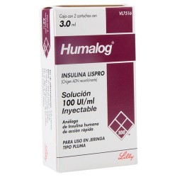 Humalog Cartucho Inyectable 3Ml 2 Pzas