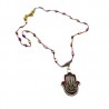 Collar con Hamsa de acero, hilo y hematita