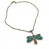 Collar con LIBELULA pintada a mano y chaquira.