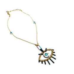 Collar con ojo bordado y chaquira