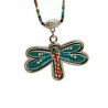Collar con LIBELULA pintada a mano y chaquira.