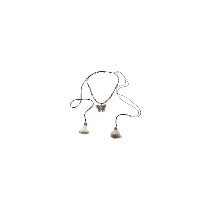 Collar con mariposa de madera pintada a mano