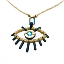 Collar con ojo bordado y chaquira
