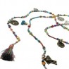 Collar de chaquira y cristal con diferentes dijes de protección y fortuna