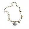 Collar con ojo de madera y cadena de cristales con dijes