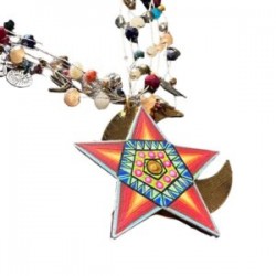 Collar de cristal con Luna y Estrella de madera