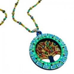 Collar de madera con ARBOL DE LA VIDA pintado a mano