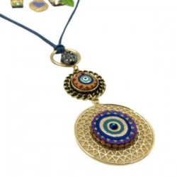 Collar duo gamuza con tres círculos y mecate