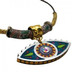 Collar largo ajustable Ojo hecho a mano mexican boho