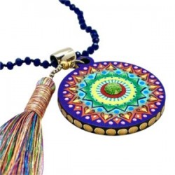 Collar largo Circular con ojo hecho a mano pieza única mexican boho