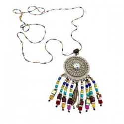 Collar largo con atrapasueños y canutillo