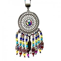 Collar largo con atrapasueños y canutillo