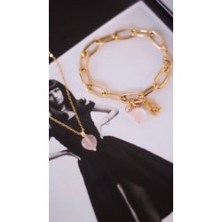 Dije corazon cuarzo rosa