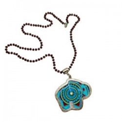 Collar largo con elefante de piel pintado a mano