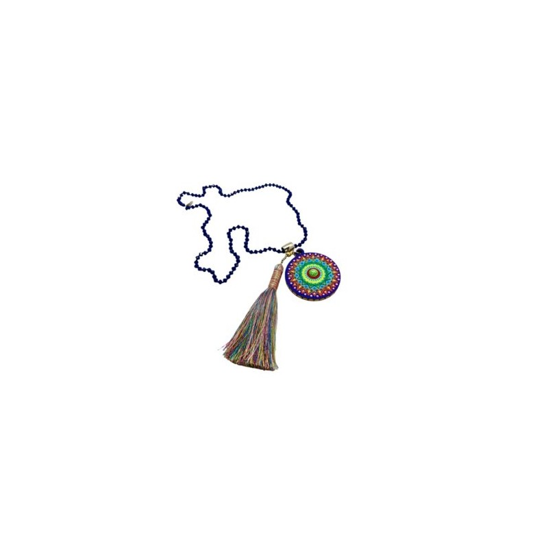 Collar largo Circular con ojo hecho a mano pieza única mexican boho