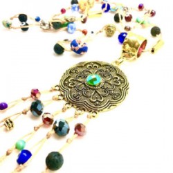 Collar largo con círculo hecho a mano pieza única mexican boho