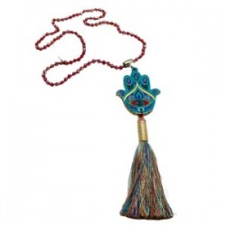 Collar largo HAMSA hecho a mano pieza única mexican boho