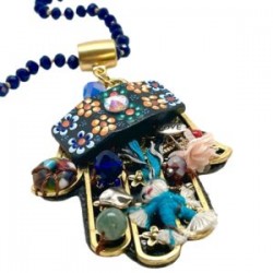 Collar largo Hamsa hecho a mano pieza única mexican boho