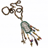 Collar largo Hamsa hecho a mano pieza única mexican boho verde