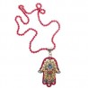 Collar largo Hamsa rojo hecho a mano mexican boho